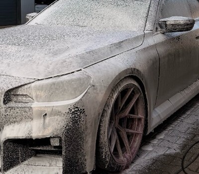 BMW mit Schaumwäsche bei Außenreinigung
